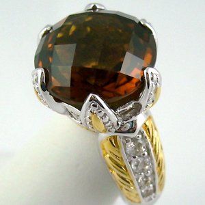 Victoria Wieck 7.28ct Whiskey Quartz Crown Ring